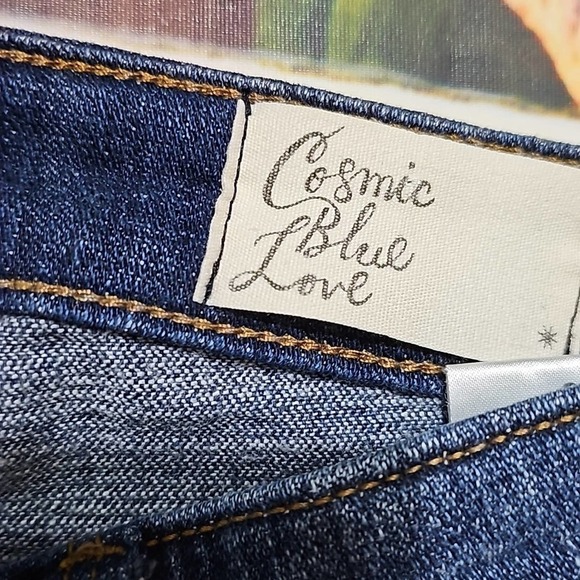 Cosmic Blue Love Distressed Jeans Size 26 - Picture 3 of 5